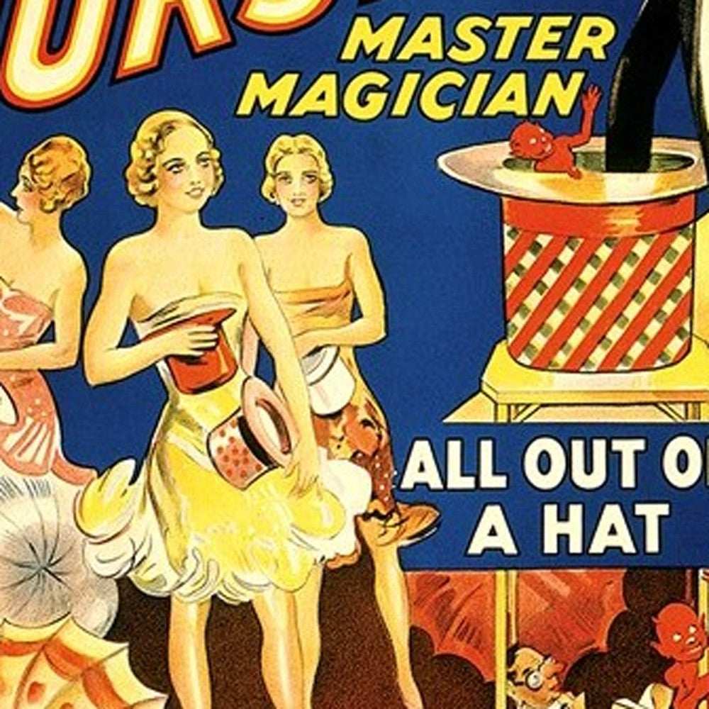 Thurston Out Of A Hat Vintage Magic Unframed Print Wall Art - Homeroots - Flyclothing LLC
