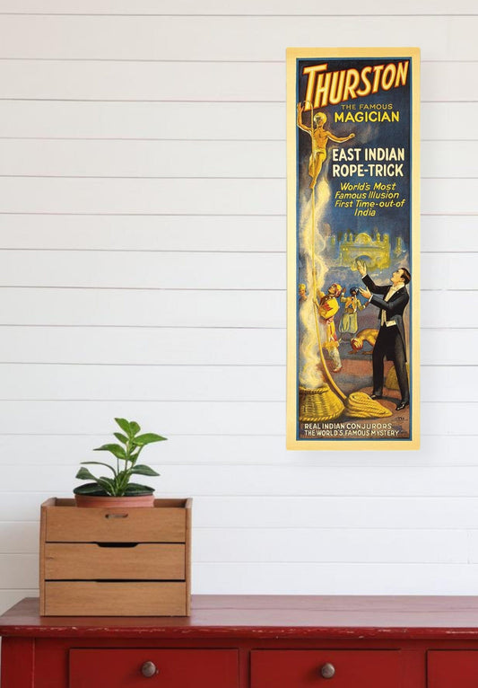 8" X 24" Thurston Rope Trick Vintage Magic Poster Wall Art - Homeroots