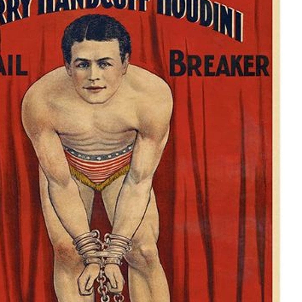 16" X 24" Houdini In Handcuffs Vintage Magic Poster Wall Art - Homeroots - Flyclothing LLC