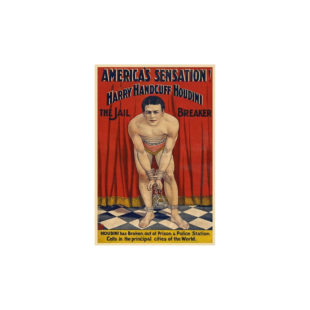 9" X 12" Houdini In Handcuffs Vintage Magic Poster Wall Art - Homeroots - Flyclothing LLC