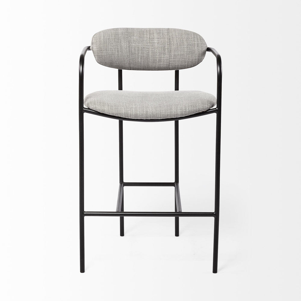 27" Gray And Black Upholstered And Metal Counter Height Bar Chair - Homeroots - Flyclothing LLC