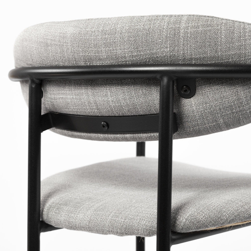 27" Gray And Black Upholstered And Metal Counter Height Bar Chair - Homeroots - Flyclothing LLC