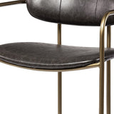 30" Brown And Gold Faux Leather And Steel Bar Height Bar Chair - Homeroots - Flyclothing LLC