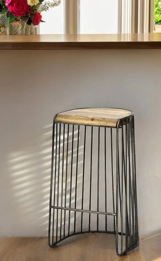 29" Light Brown Iron Backless Bar Chair - Homeroots