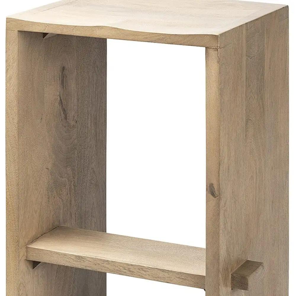 30" Brown Solid and Manufactured Wood Backless Counter Height Bar Chair - Homeroots