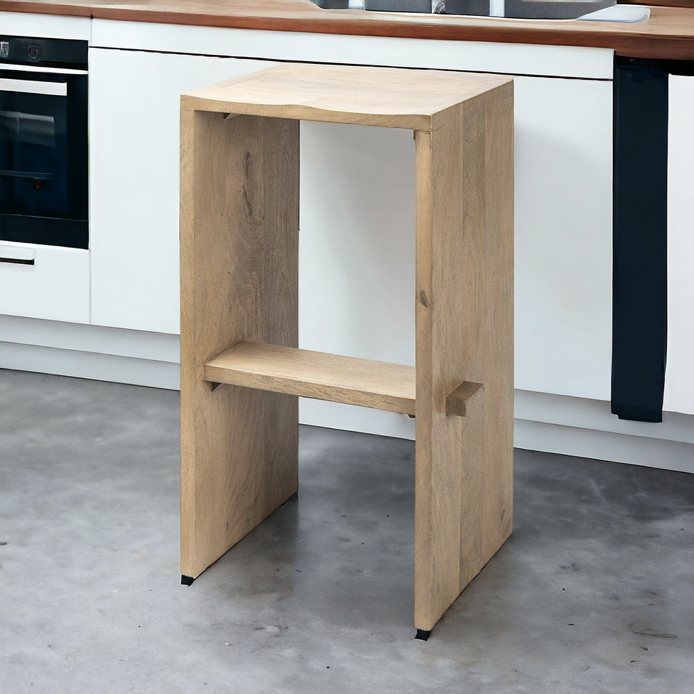 30" Brown Solid and Manufactured Wood Backless Counter Height Bar Chair - Homeroots