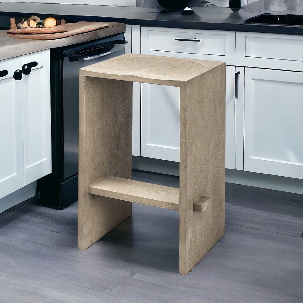 29" Brown Solid and Manufactured Wood Backless Counter Height Bar Chair - Homeroots