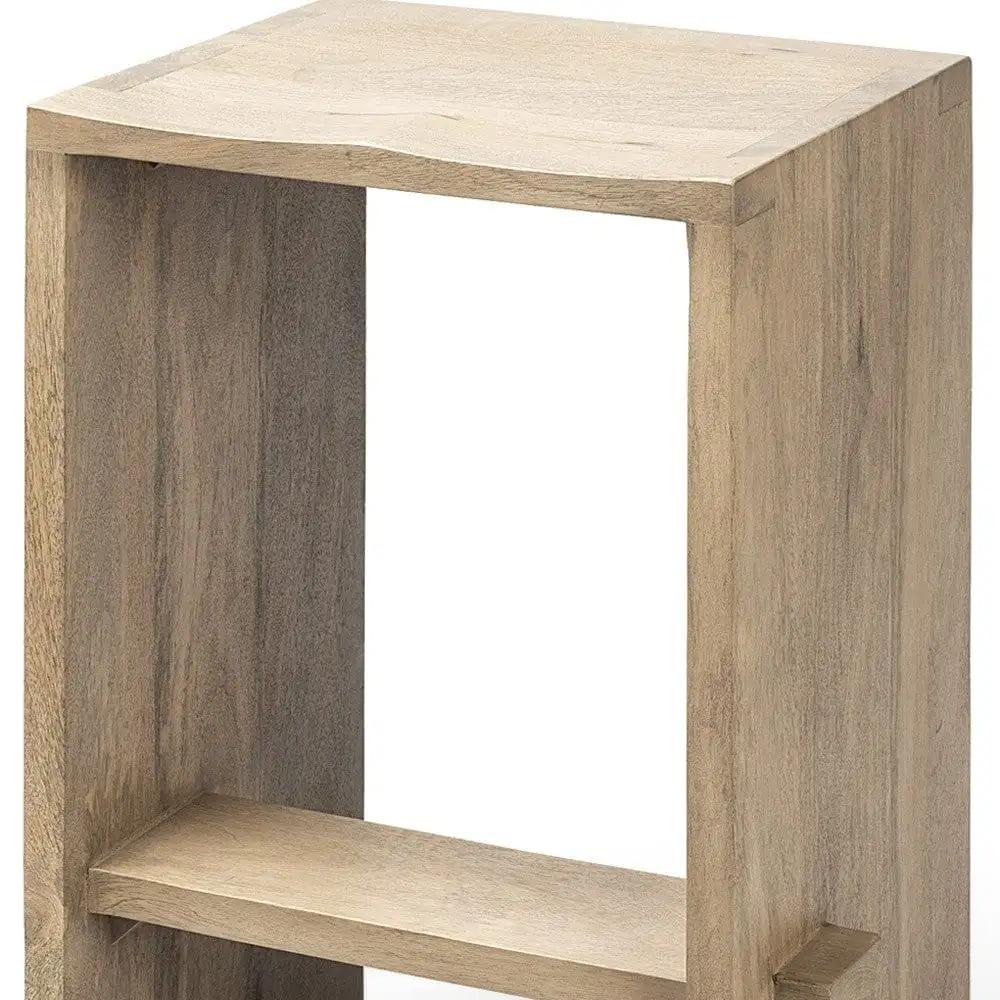 26" Brown Solid and Manufactured Wood Backless Counter Height Bar Chair - Homeroots