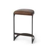 29" Medium Brown Iron Backless Bar Chair - Homeroots