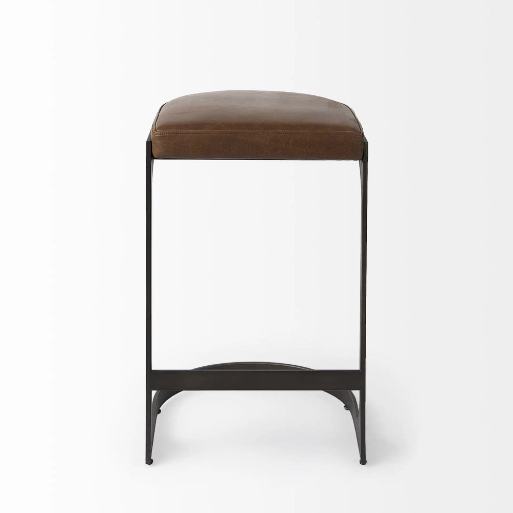 29" Medium Brown Iron Backless Bar Chair - Homeroots