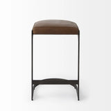 29" Medium Brown Iron Backless Bar Chair - Homeroots