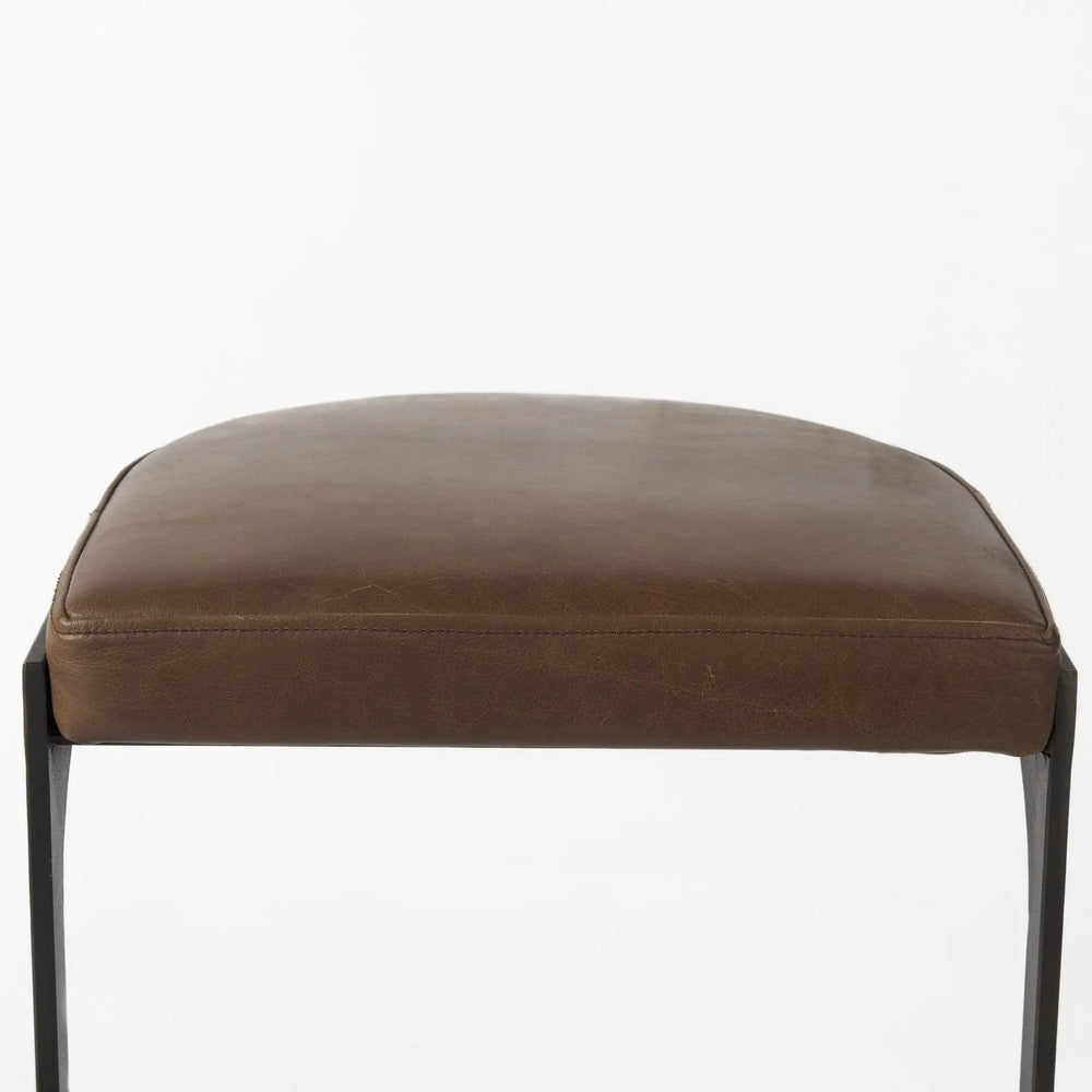 29" Medium Brown Iron Backless Bar Chair - Homeroots