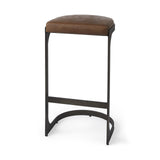 35" Medium Brown Iron Backless Bar Chair - Homeroots
