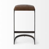 35" Medium Brown Iron Backless Bar Chair - Homeroots