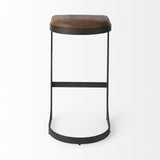35" Medium Brown Iron Backless Bar Chair - Homeroots