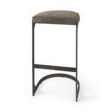 29" Brown Leather And Iron Backless Bar Chair - Homeroots