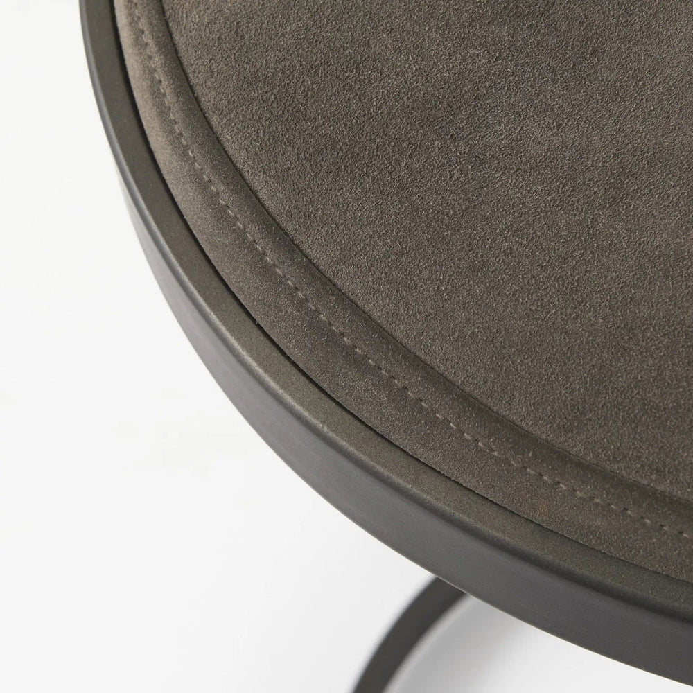 29" Brown Leather And Iron Backless Bar Chair - Homeroots