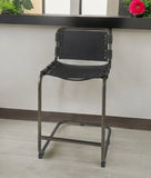 29" Black Leather And Iron Bar Chair - Homeroots - Flyclothing LLC