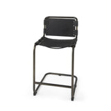 29" Black Leather And Iron Bar Chair - Homeroots - Flyclothing LLC