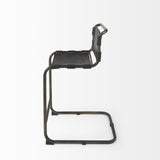 29" Black Leather And Iron Bar Chair - Homeroots - Flyclothing LLC