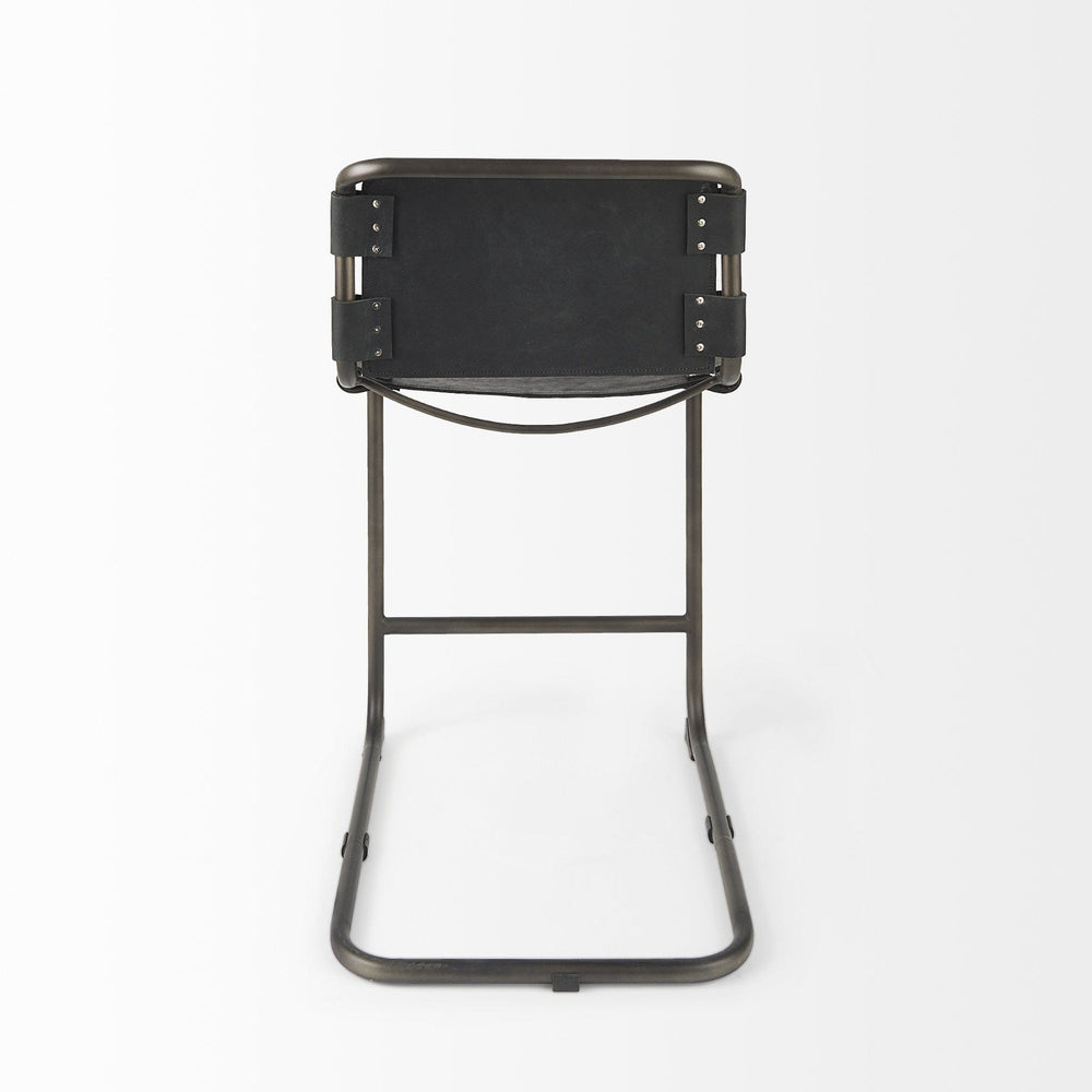 29" Black Leather And Iron Bar Chair - Homeroots - Flyclothing LLC