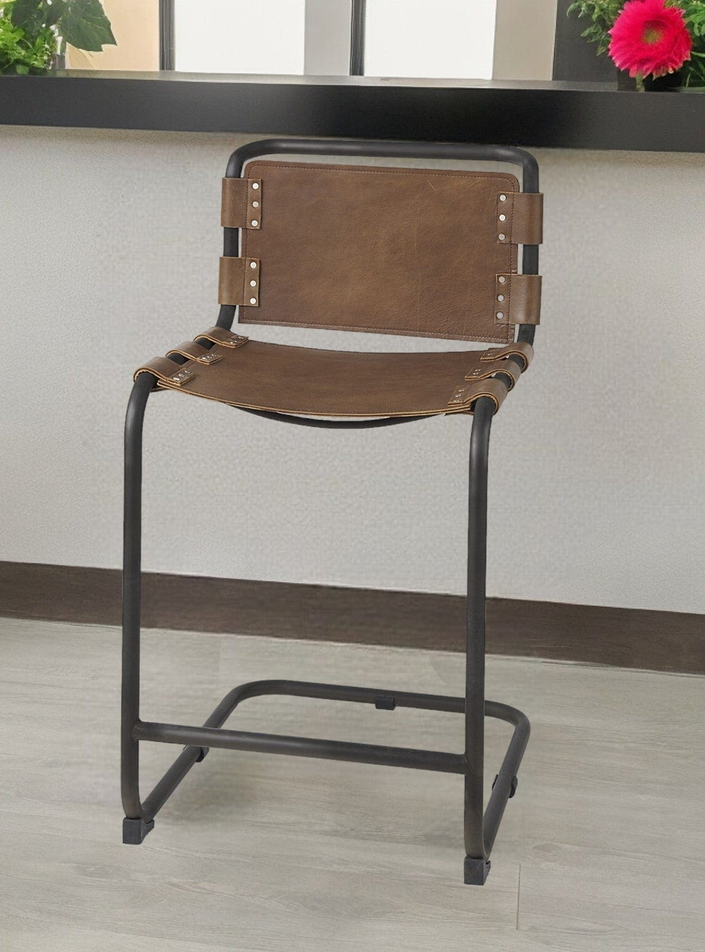 29" Brown And Black Steel Bar Chair - Homeroots - Flyclothing LLC