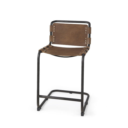 29" Brown And Black Steel Bar Chair - Homeroots