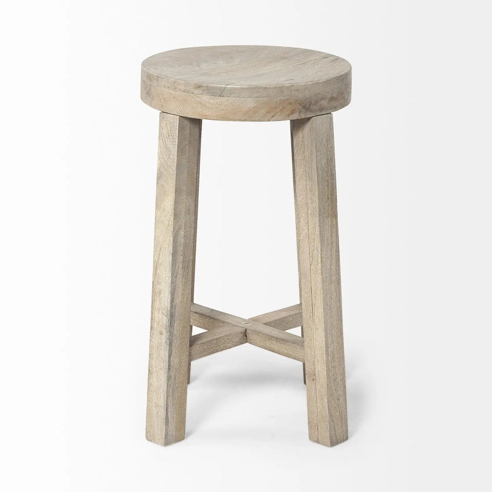 26" Brown Solid and Manufactured Wood Backless Counter Height Bar Chair - Homeroots