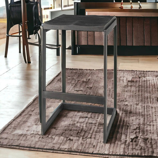 30" Black Solid and Manufactured Wood Backless Bar Height Bar Chair - Homeroots