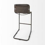 30" Brown And Black Leather And Iron Bar Chair - Homeroots - Flyclothing LLC