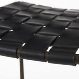 35" Brown And Black Leather And Iron Backless Counter Height Bar Chair - Homeroots - Flyclothing LLC