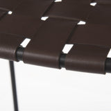 30" Brown And Black Leather And Iron Backless Bar Height Bar Chair - Homeroots