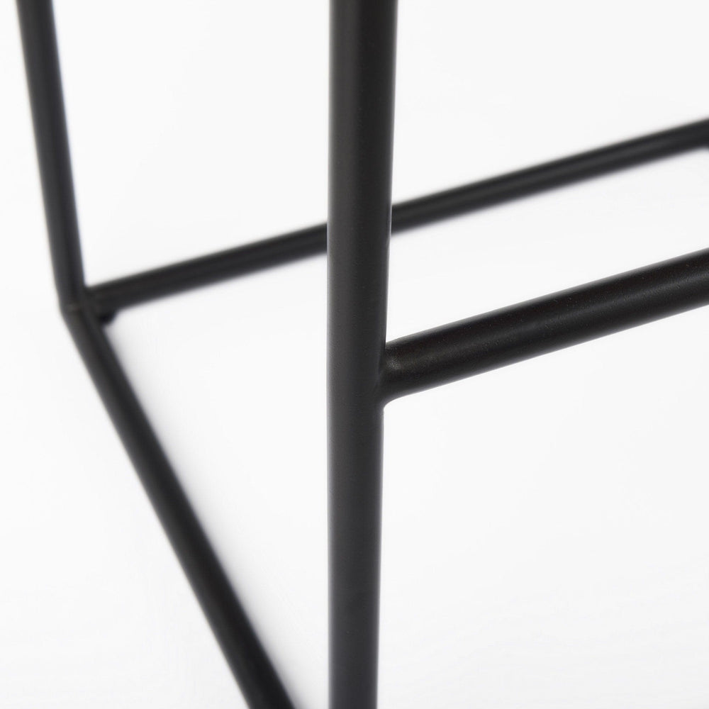 30" Brown And Black Leather And Iron Backless Bar Height Bar Chair - Homeroots