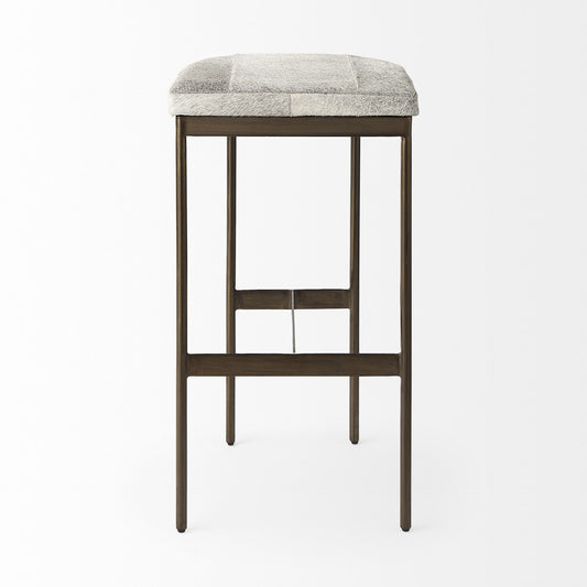 35" Grey Iron Backless Bar Chair - Homeroots