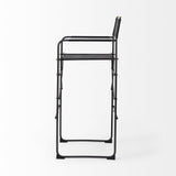 30" Black Leather And Metal Bar Height Bar Chair - Homeroots