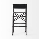 30" Black Leather And Metal Bar Height Bar Chair - Homeroots