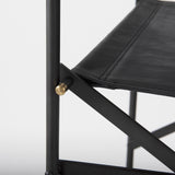 30" Black Leather And Metal Bar Height Bar Chair - Homeroots