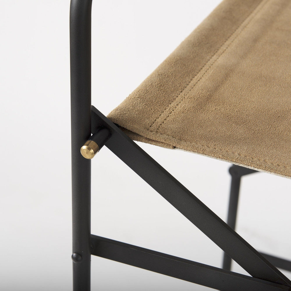 35" Brown And Black Leather And Iron Bar Chair - Homeroots - Flyclothing LLC