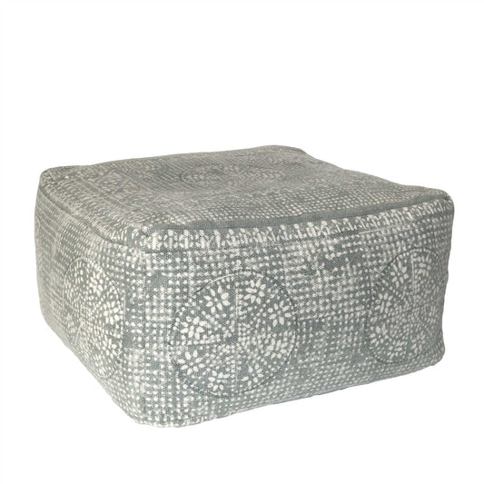 Light Gray Patterned Rectangle Pouf - Homeroots - Flyclothing LLC