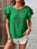 Round Neck Ruffled Short Sleeve Top - Trendsi - Flyclothing LLC