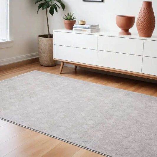 8' X 11' Gray Distressed Diamonds Area Rug - Homeroots - Flyclothing LLC