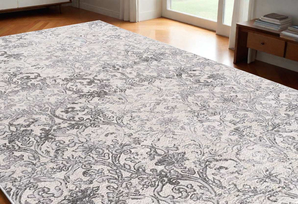 5' X 8' Cream Toile Power Loom Area Rug - Homeroots - Flyclothing LLC