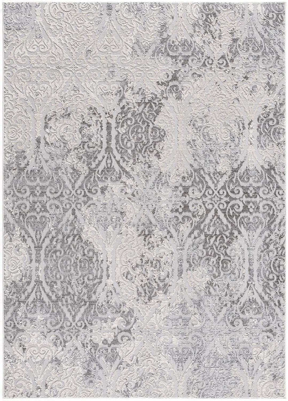 5' X 8' Cream And Gray Tinted Ogee Pattern Area Rug - Homeroots - Flyclothing LLC
