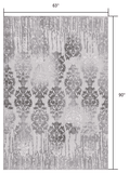 5' X 7' Gray Damask Power Loom Area Rug - Homeroots - Flyclothing LLC
