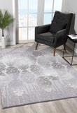8' X 10' Gray Damask Power Loom Area Rug - Homeroots - Flyclothing LLC