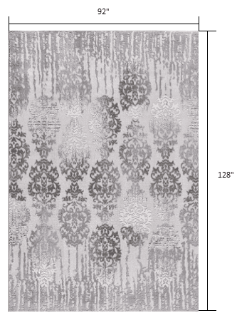 8' X 10' Gray Damask Power Loom Area Rug - Homeroots - Flyclothing LLC