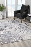 5' X 7' Blue Damask Power Loom Area Rug - Homeroots - Flyclothing LLC