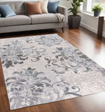 5' X 7' Blue Damask Power Loom Area Rug - Homeroots - Flyclothing LLC