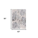 5' X 7' Blue Damask Power Loom Area Rug - Homeroots - Flyclothing LLC