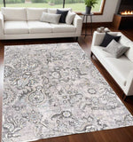 5' X 7' Gray Damask Power Loom Area Rug - Homeroots - Flyclothing LLC